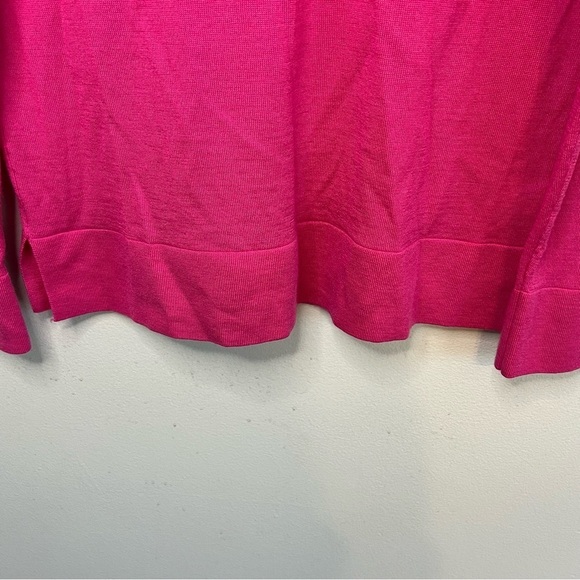 Banana Republic Merino Wool Crew Neck Sweater Pink Barbie Sz M Lightweight - Picture 3 of 8